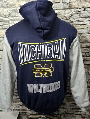 Franchise Club Men's NCAA Medium Michigan Wolverines Fleece Game Full-Zip Hoodie